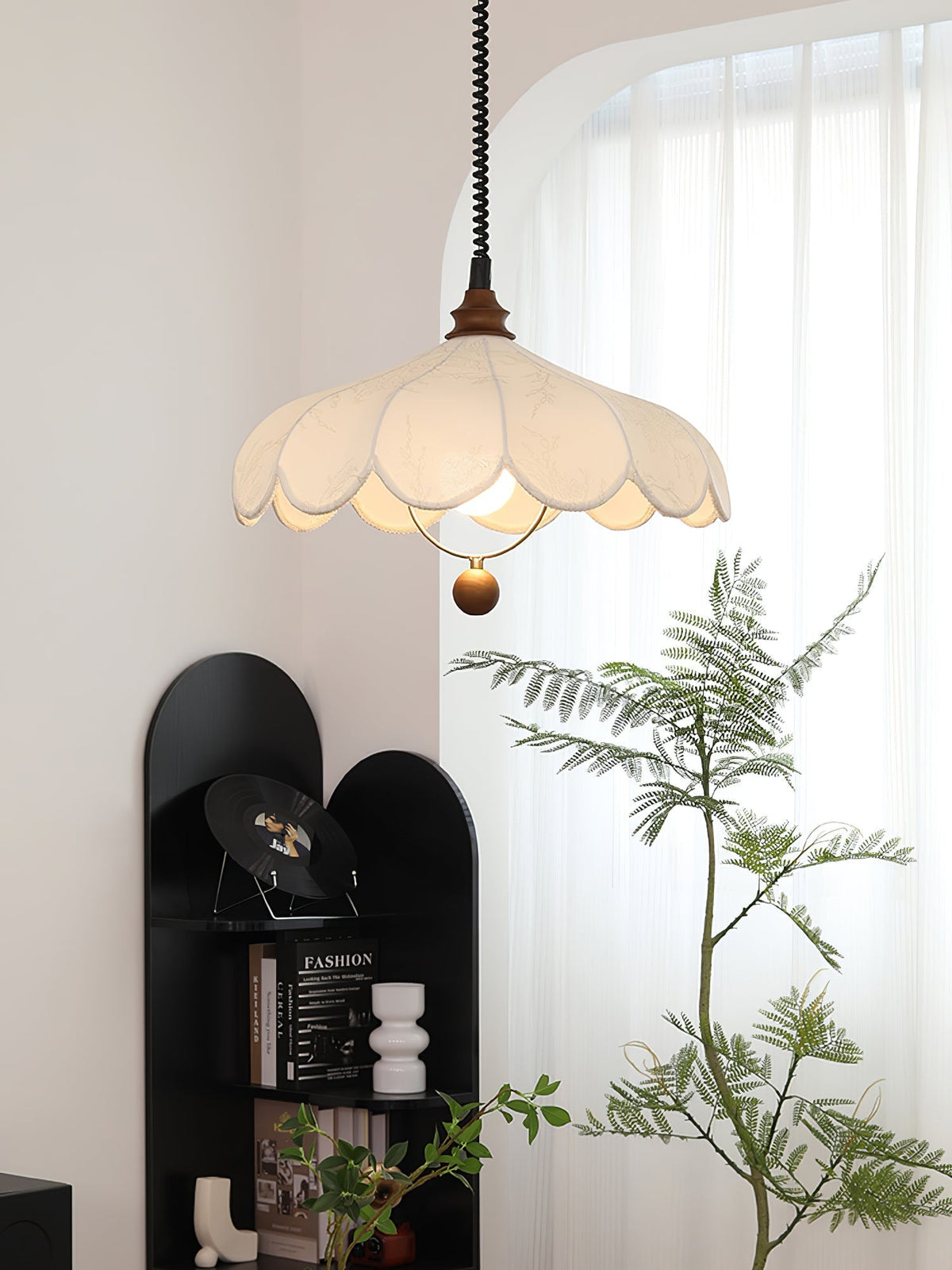 Solarn Fabric & Wood Pendant Lamp