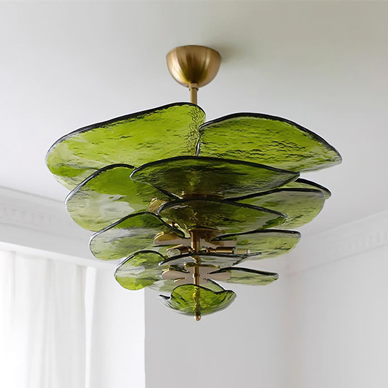 Giby Lotus Leaf Layered Glass Chandelier