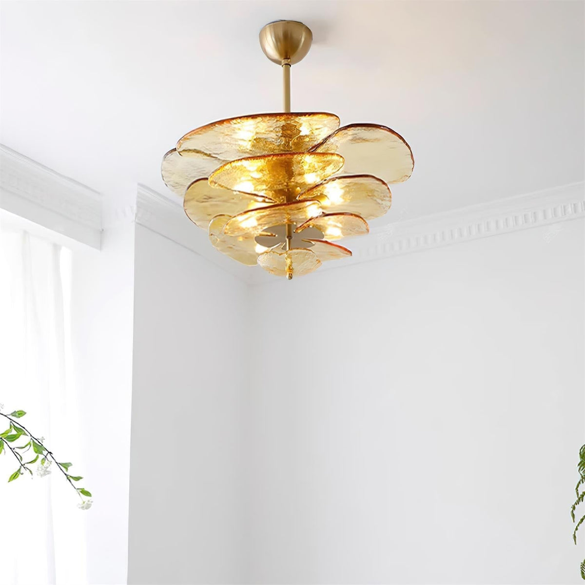 Giby Lotus Leaf Layered Glass Chandelier