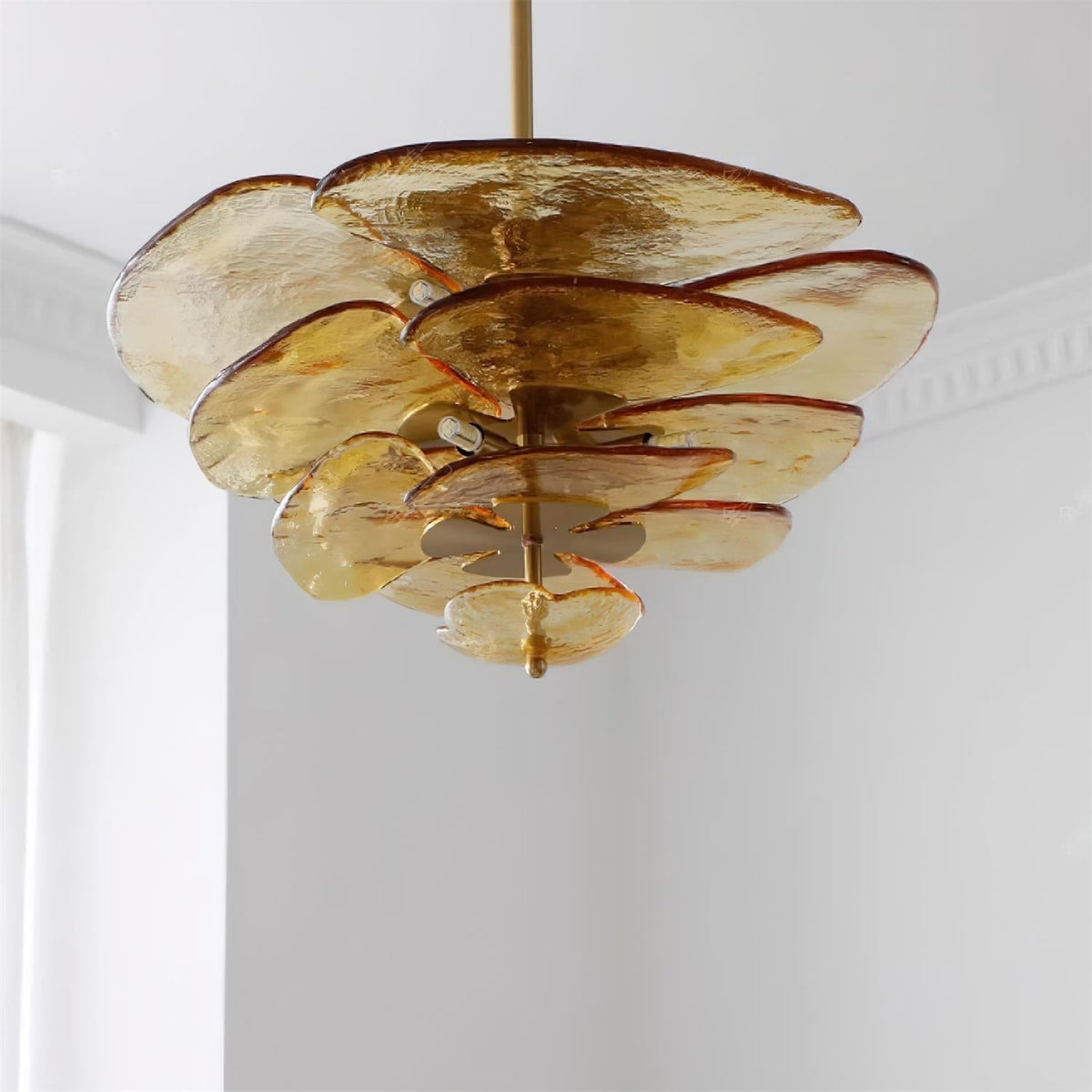 Valentina Lotus Leaf Layered Glass Chandelier