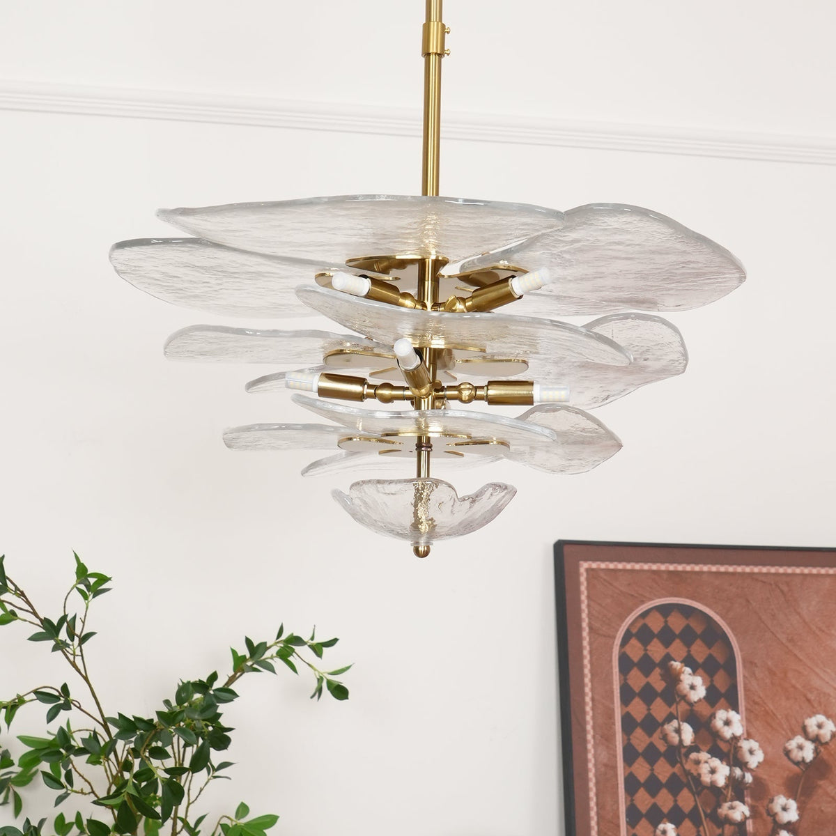 Giby Lotus Leaf Layered Glass Chandelier