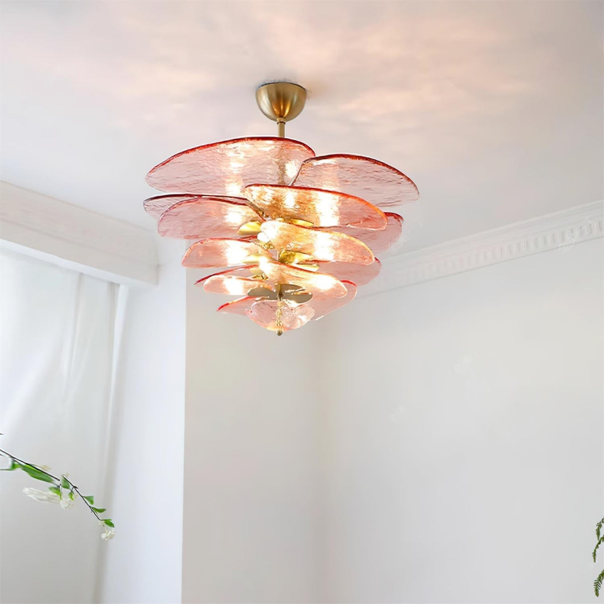 Giby Lotus Leaf Layered Glass Chandelier