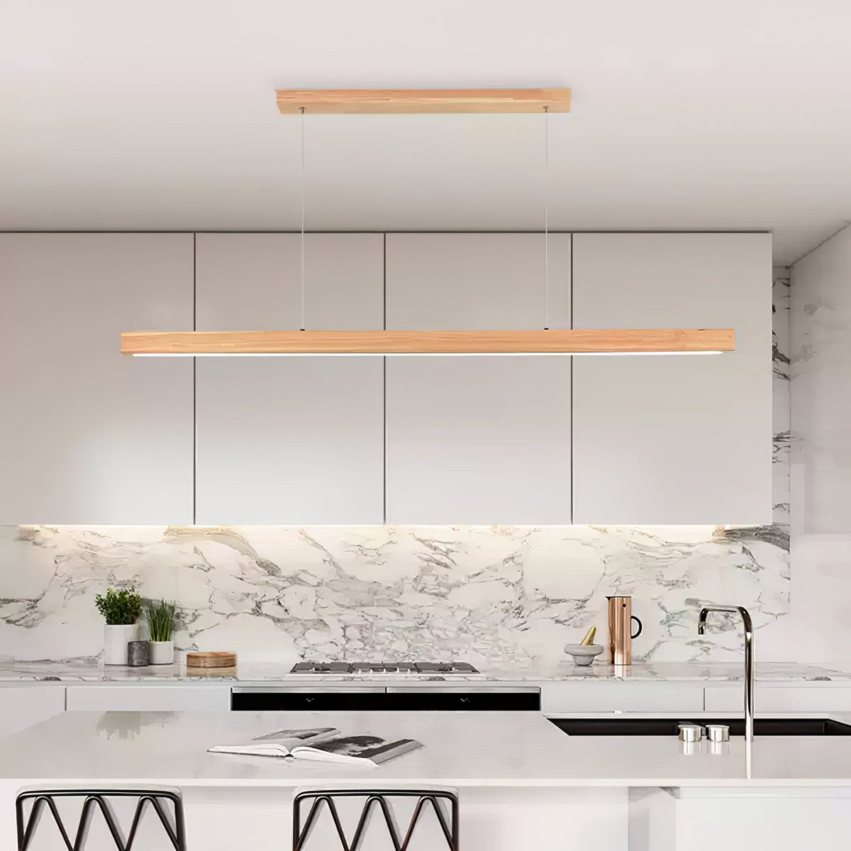 Rinalina Linear Minimalist Wood Pendant Light