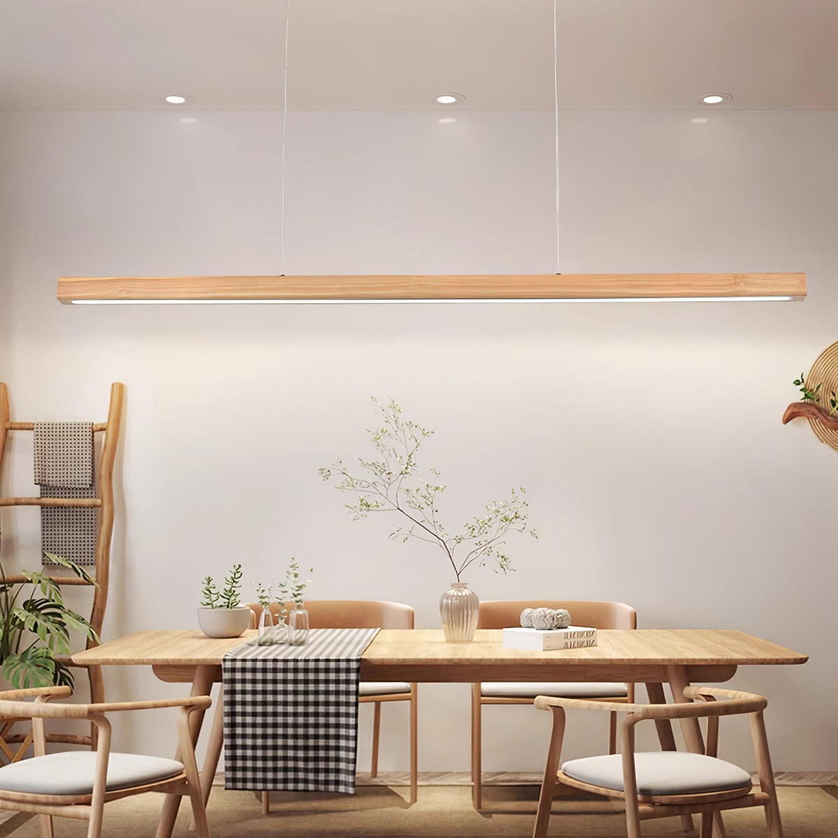 Weda Linear Wooden Pendant Light