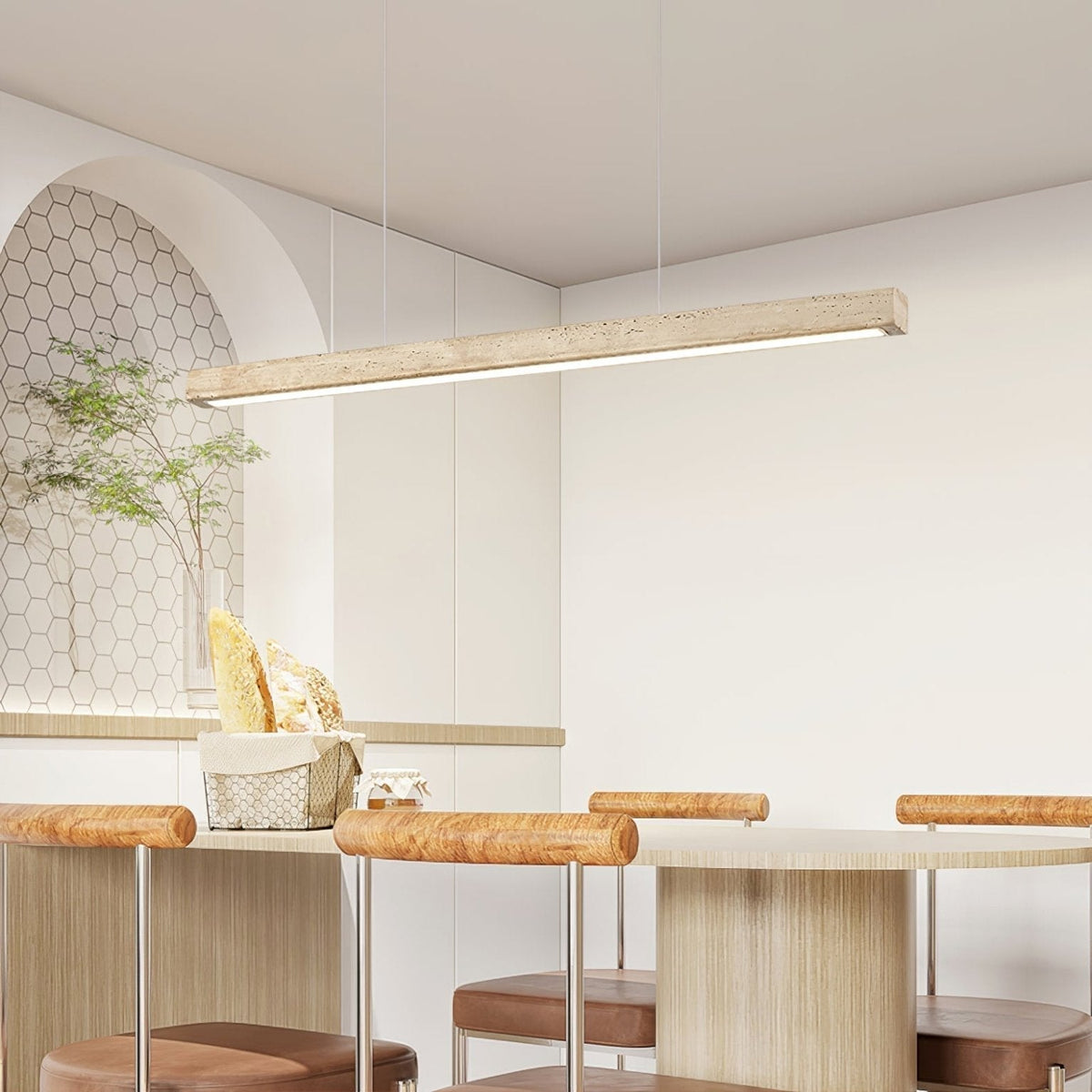 Imiror Minimalist Travertine Linear Pendant
