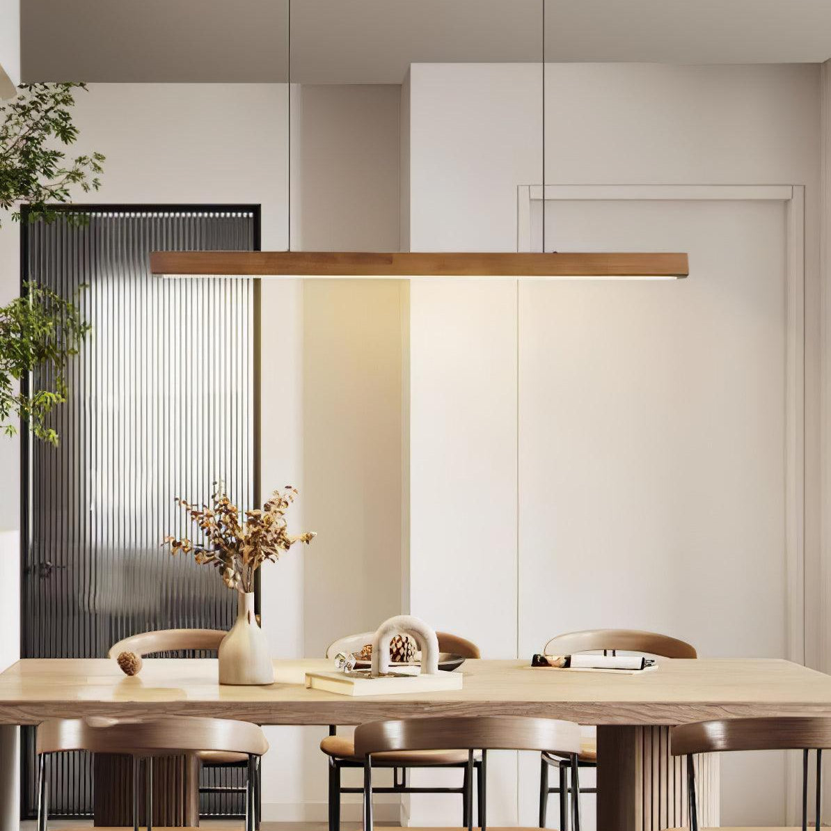 Weda Linear Wooden Pendant Light