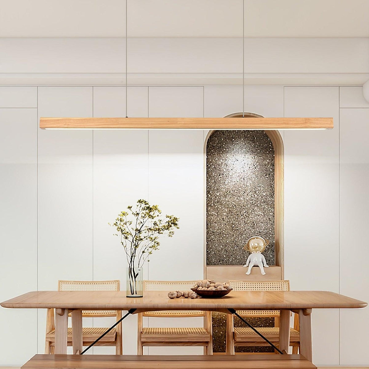 Weda Linear Wooden Pendant Light