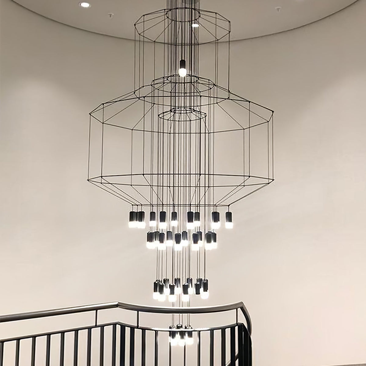Tevenq Chandelier Lines Black Wireframe LED
