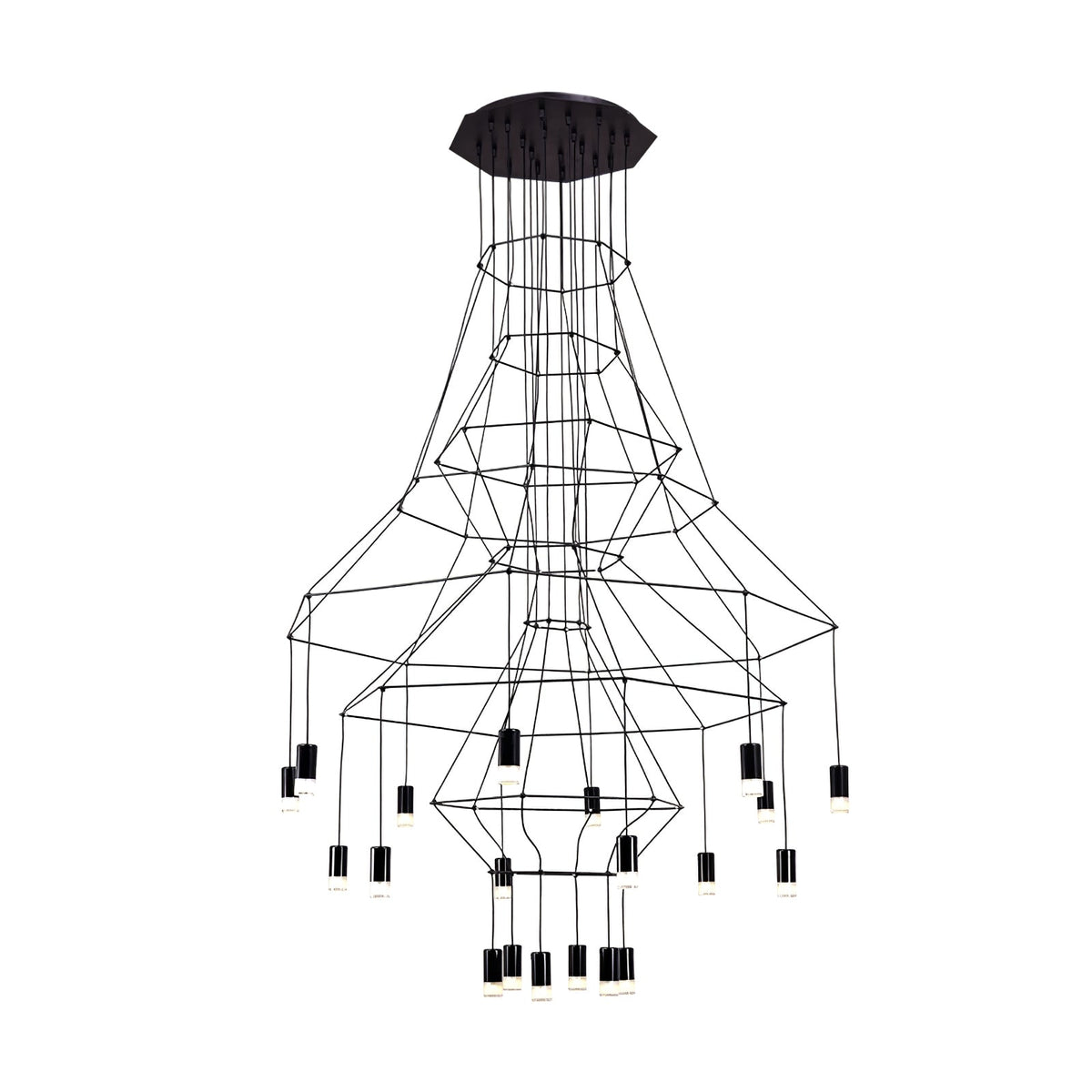 Tevenq Chandelier Lines Black Wireframe LED