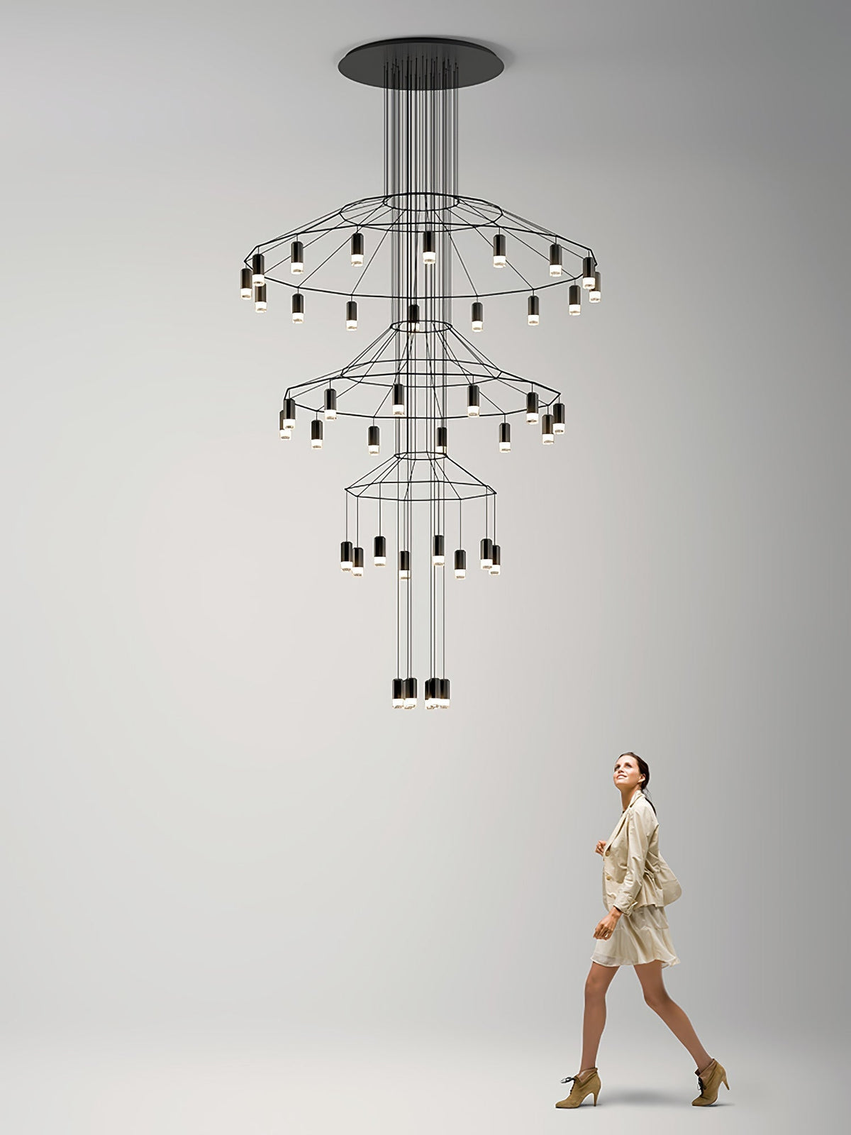 Tevenq Chandelier Lines Black Wireframe LED
