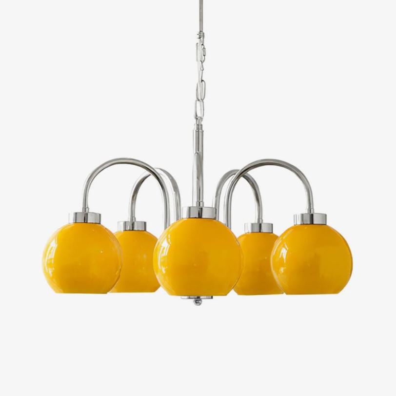 Liororian Chandelier Yellow Glass Globes