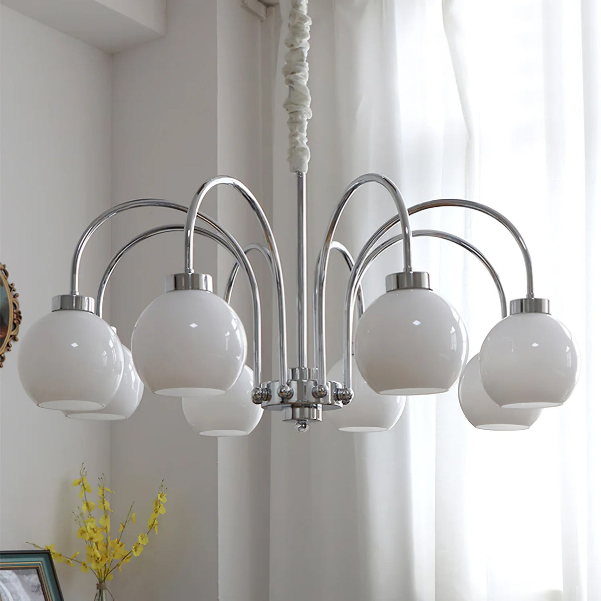Liororian Chandelier Yellow Glass Globes