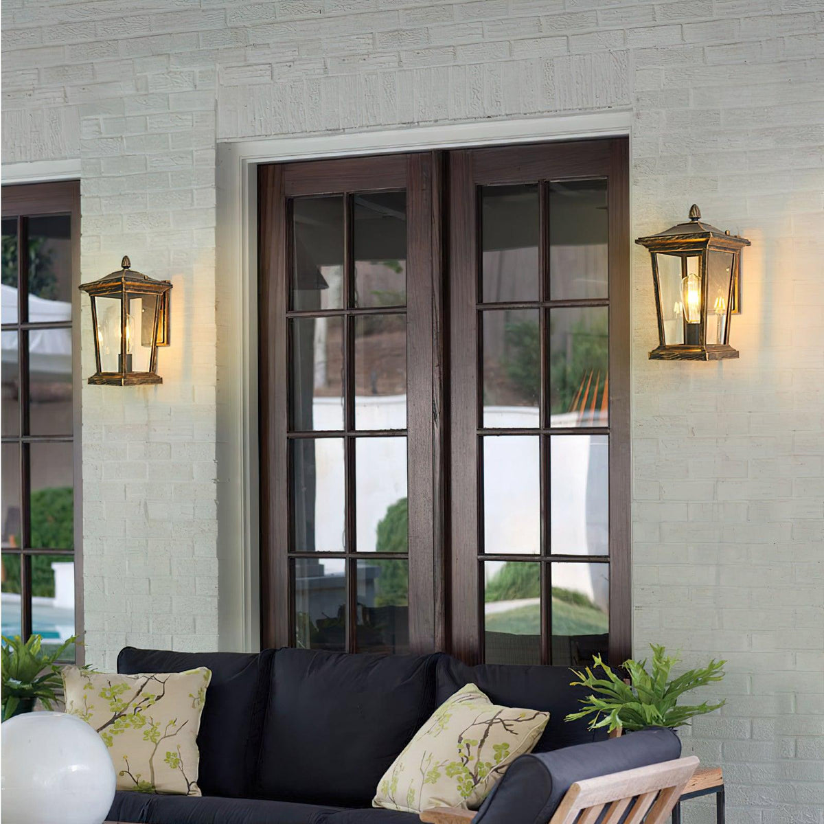 Edwin Birdcage Elegance Glass Outdoor Wall Lamp