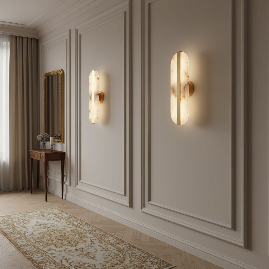 Hekel Long Ellipse Alabaster Indoor Wall Light