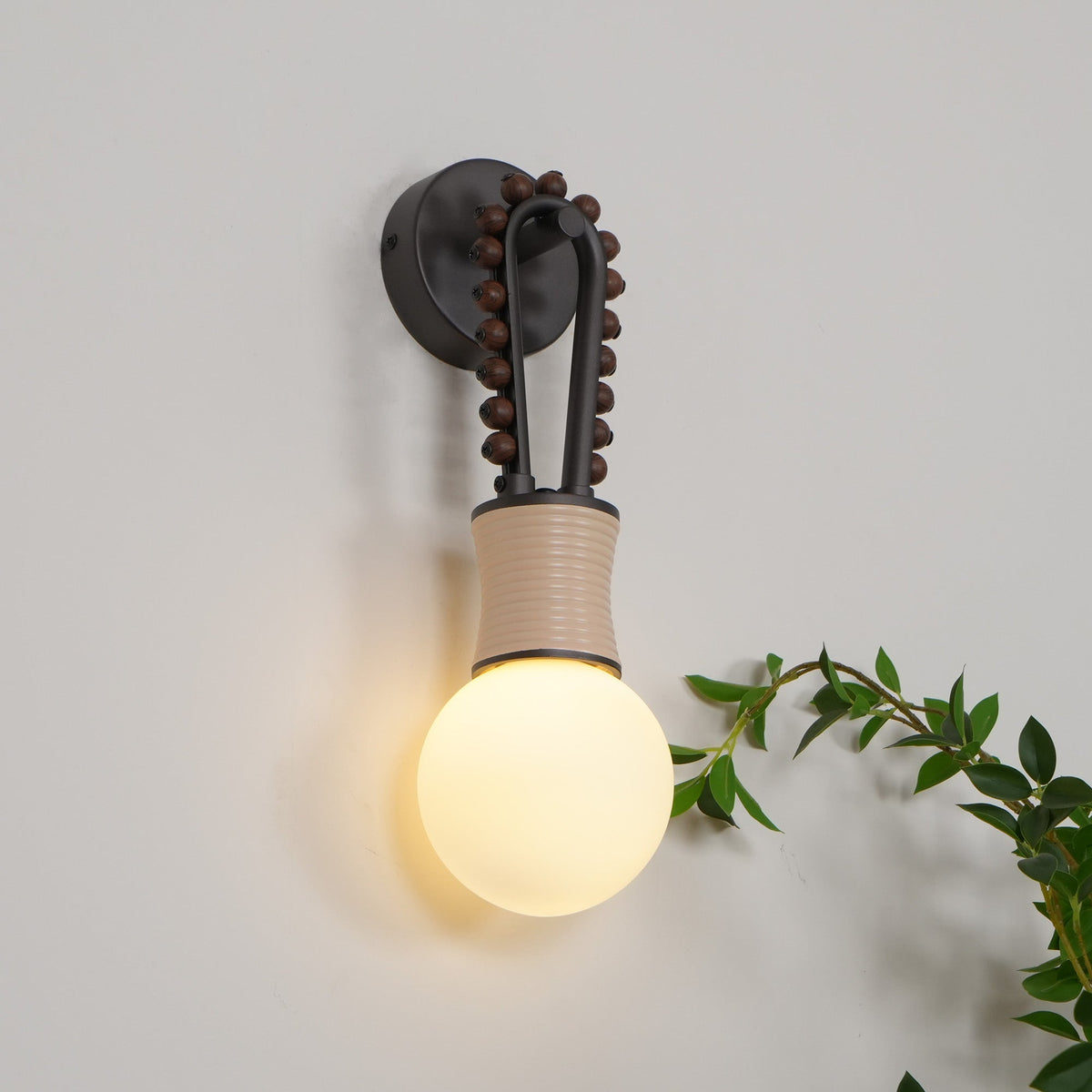 Sytala Premium Art Walnut Glass Wall Lamp