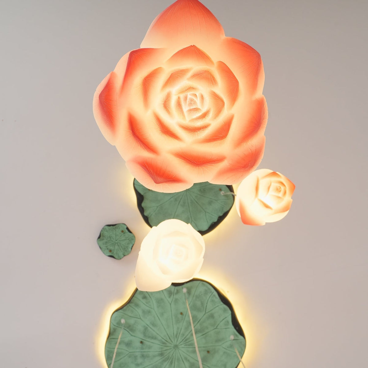 Rivinira Chandelier Lotus Floral Pendant Pink White 7-Light