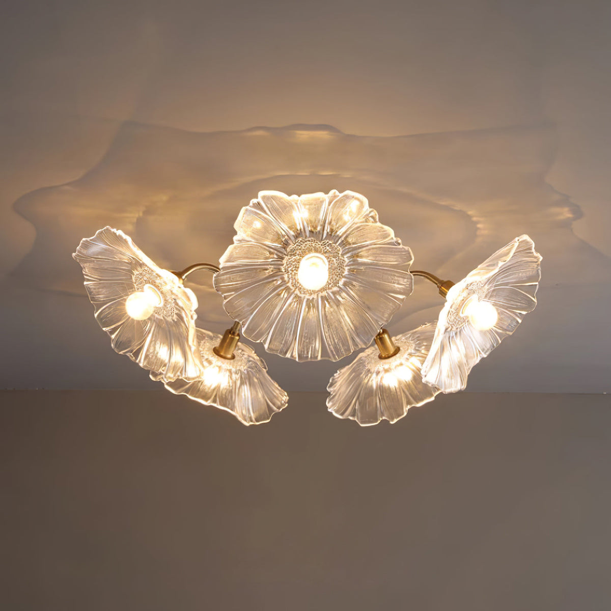 Lioruina Ceiling Lamp Leaf Glass with Brass Elegant