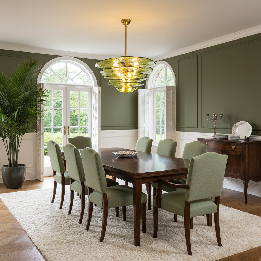 Giby Lotus Leaf Layered Glass Chandelier