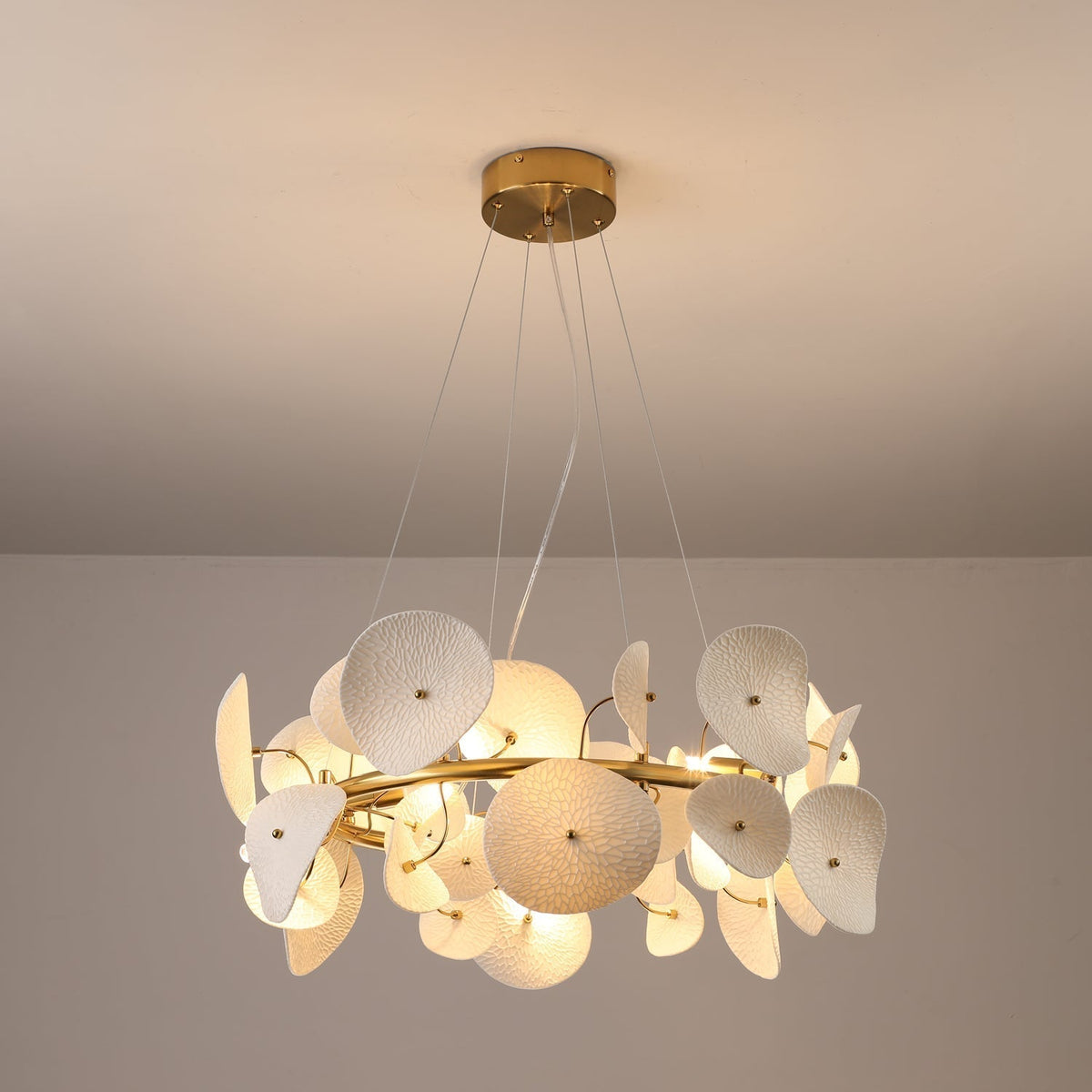 Jorlen Modern Elegance Petal Ceramic Chandelier