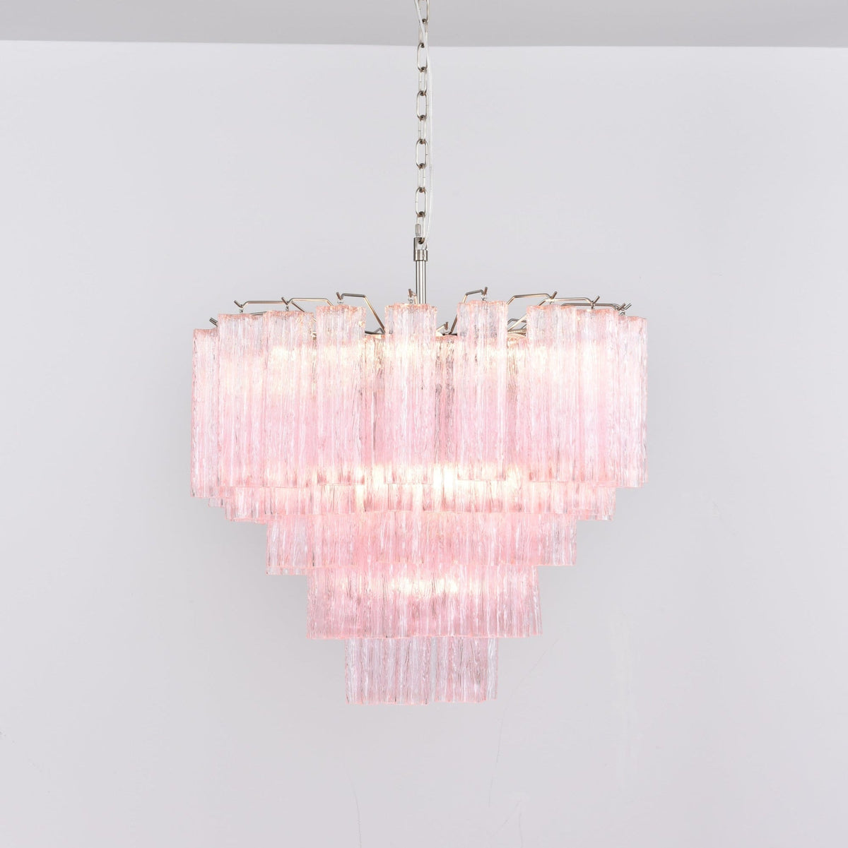 Celoora Chandelier Pink Glass Multi-Tier Romantic Glow