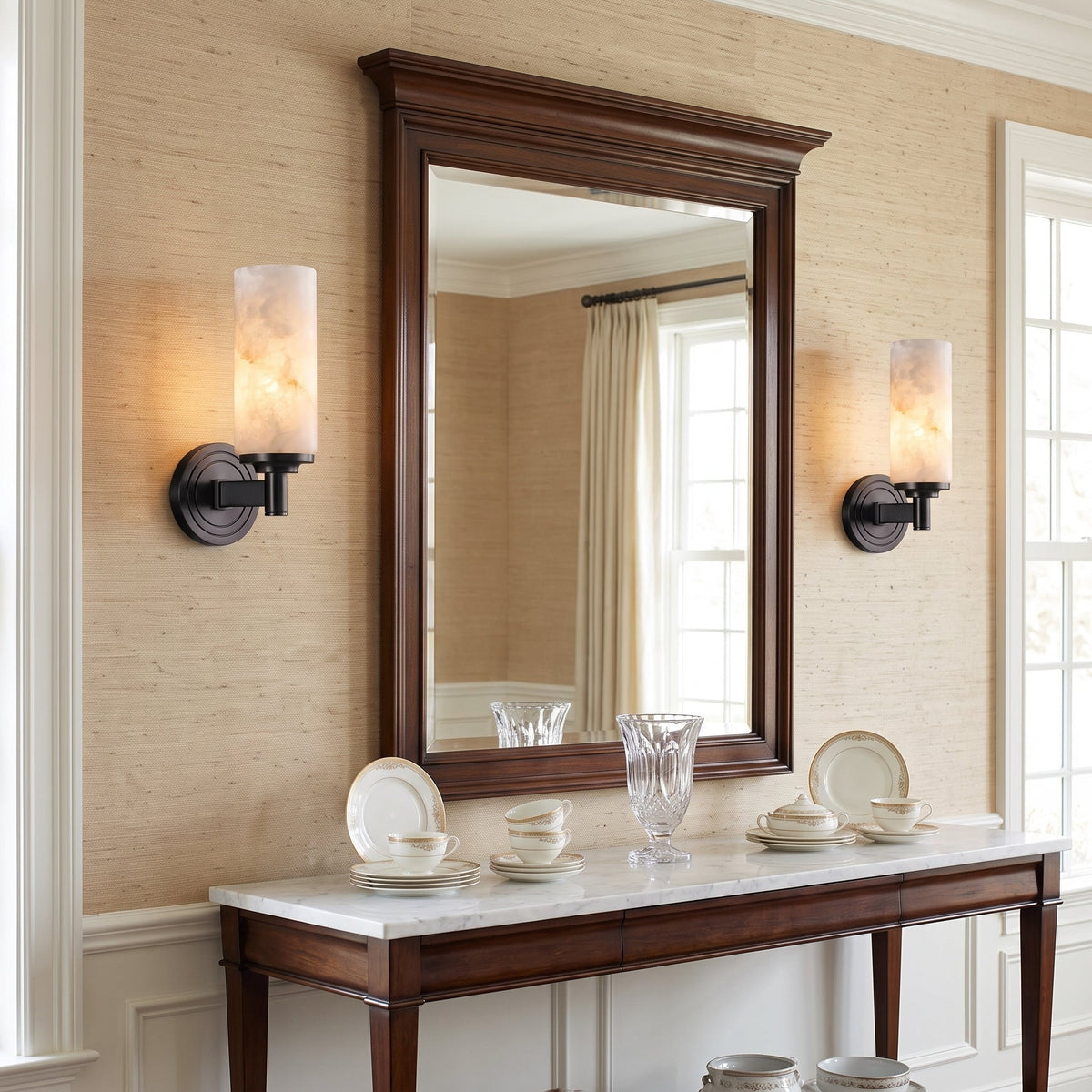Navenford Alabaster Cylinder Wall Sconce