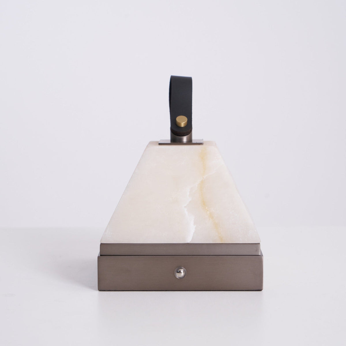 Pyramidale Alabaster Table Lamp with Leather Handle