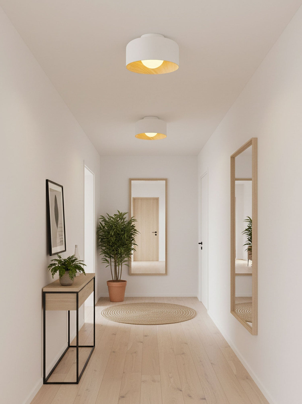 Bina Wood Round Flush Mount Ceiling Light