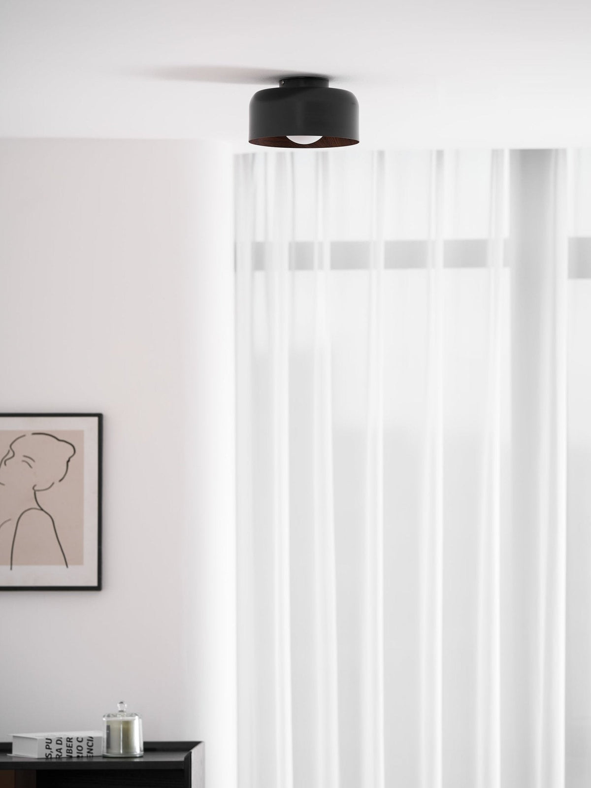Bina Wood Round Flush Mount Ceiling Light