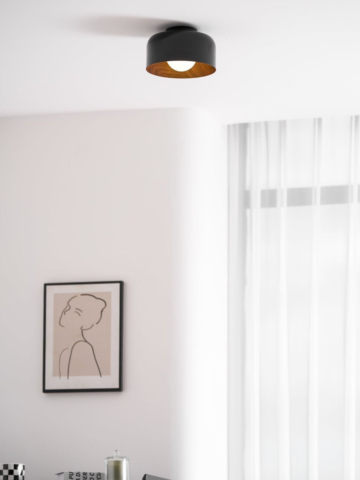 Bina Wood Round Flush Mount Ceiling Light