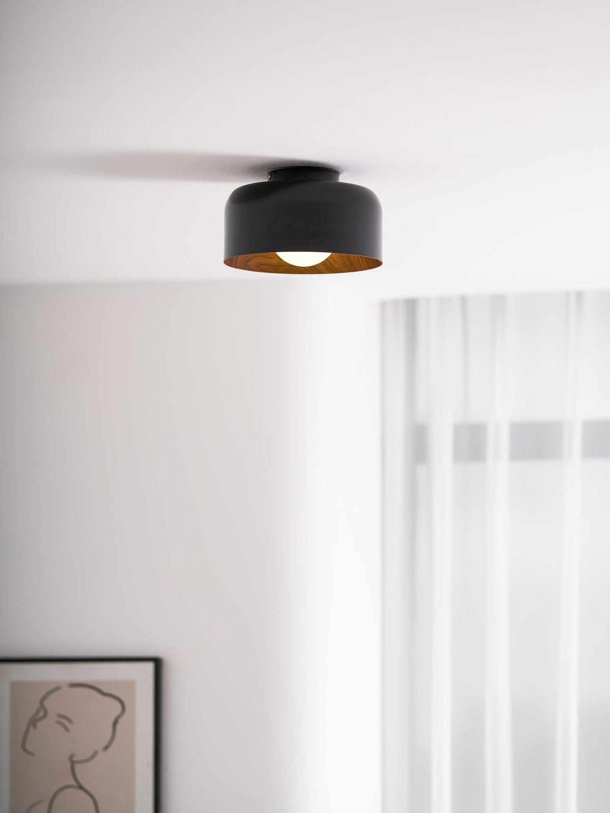 Bina Wood Round Flush Mount Ceiling Light