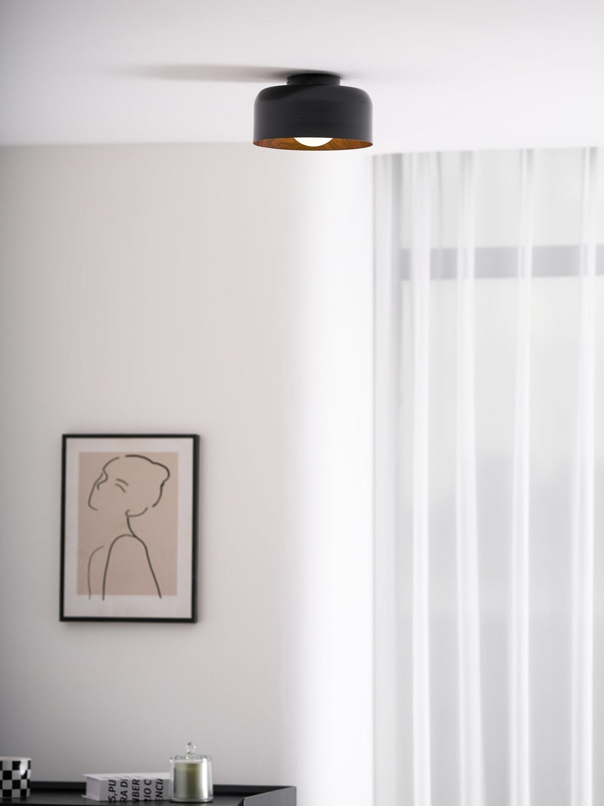 Bina Wood Round Flush Mount Ceiling Light
