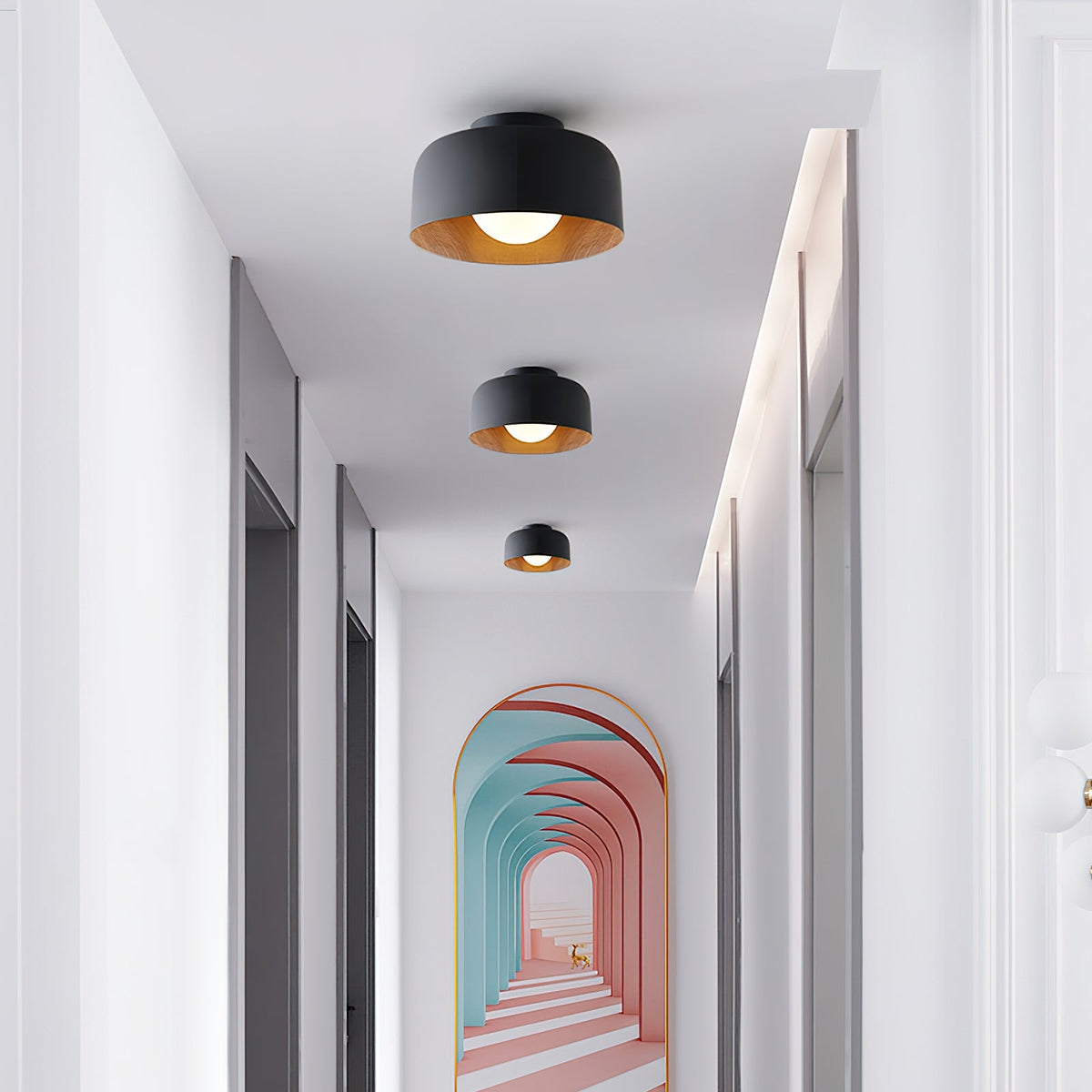 Bina Wood Round Flush Mount Ceiling Light