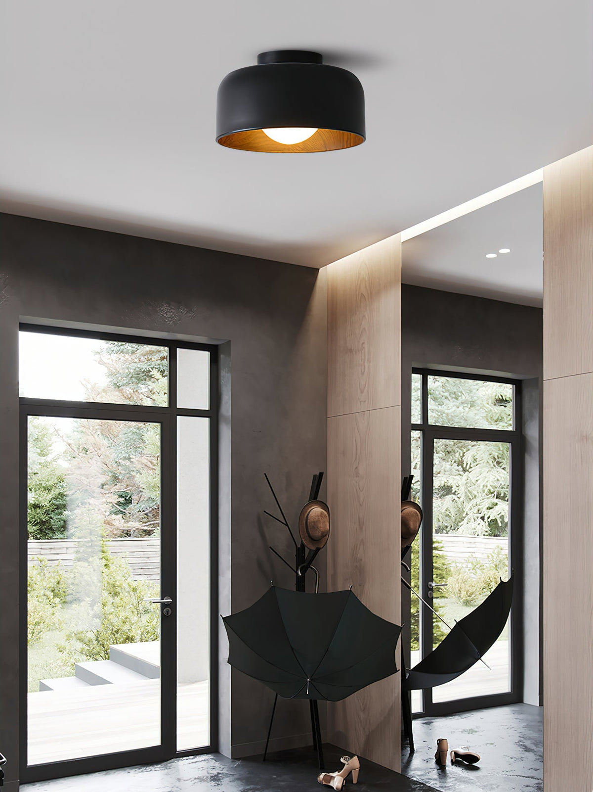 Bina Wood Round Flush Mount Ceiling Light