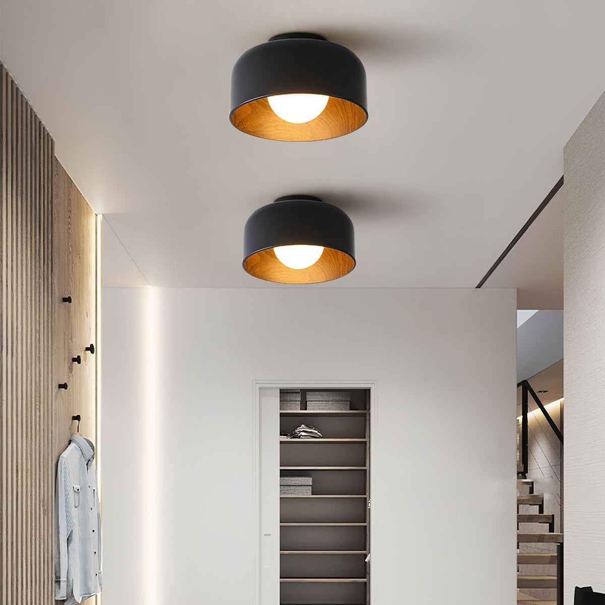 Bina Wood Round Flush Mount Ceiling Light