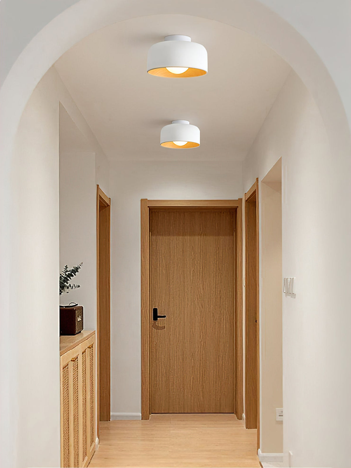 Bina Wood Round Flush Mount Ceiling Light