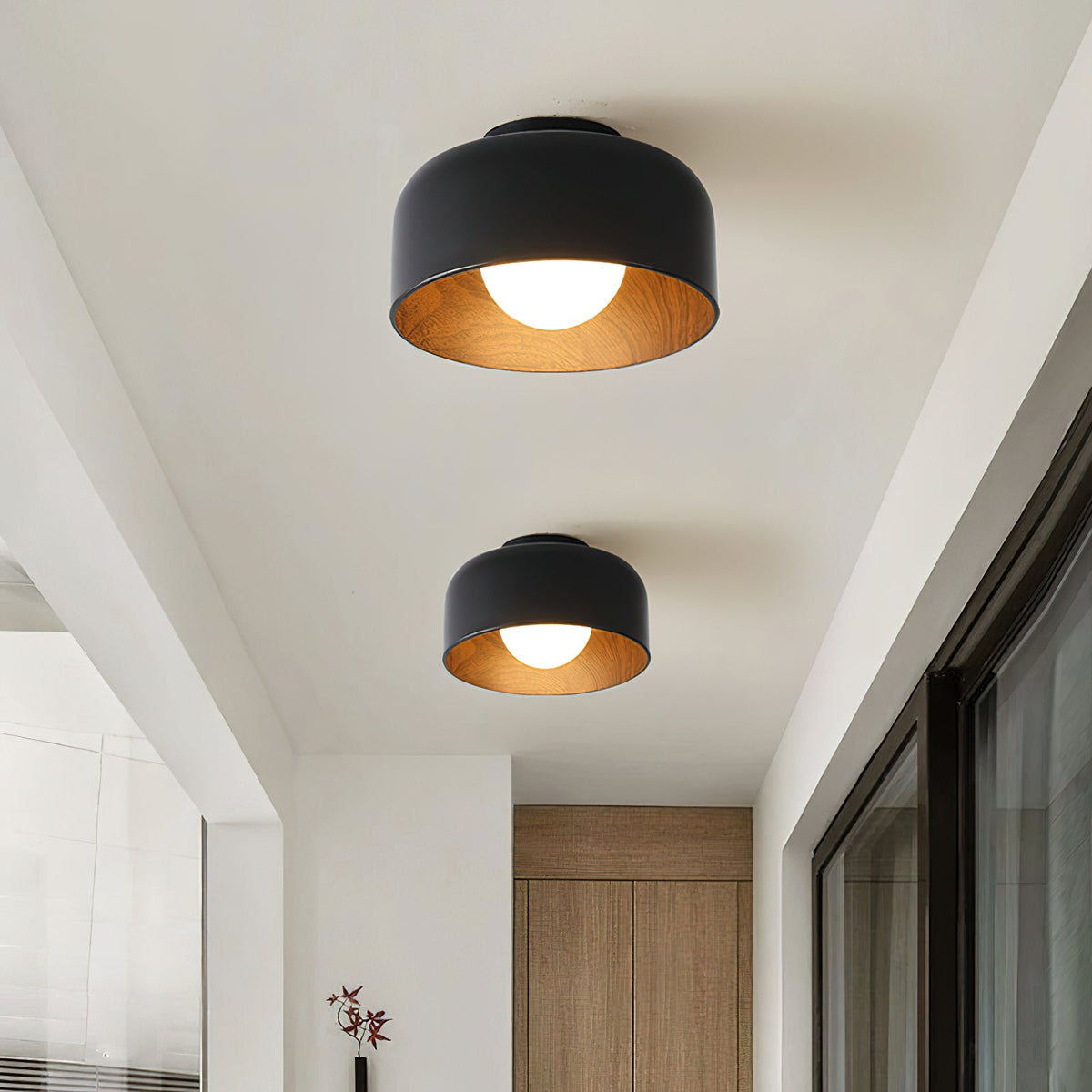 Bina Wood Round Flush Mount Ceiling Light