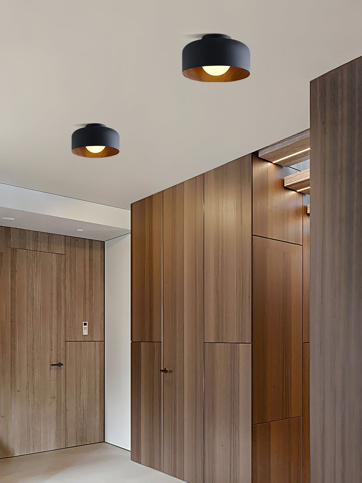Bina Wood Round Flush Mount Ceiling Light