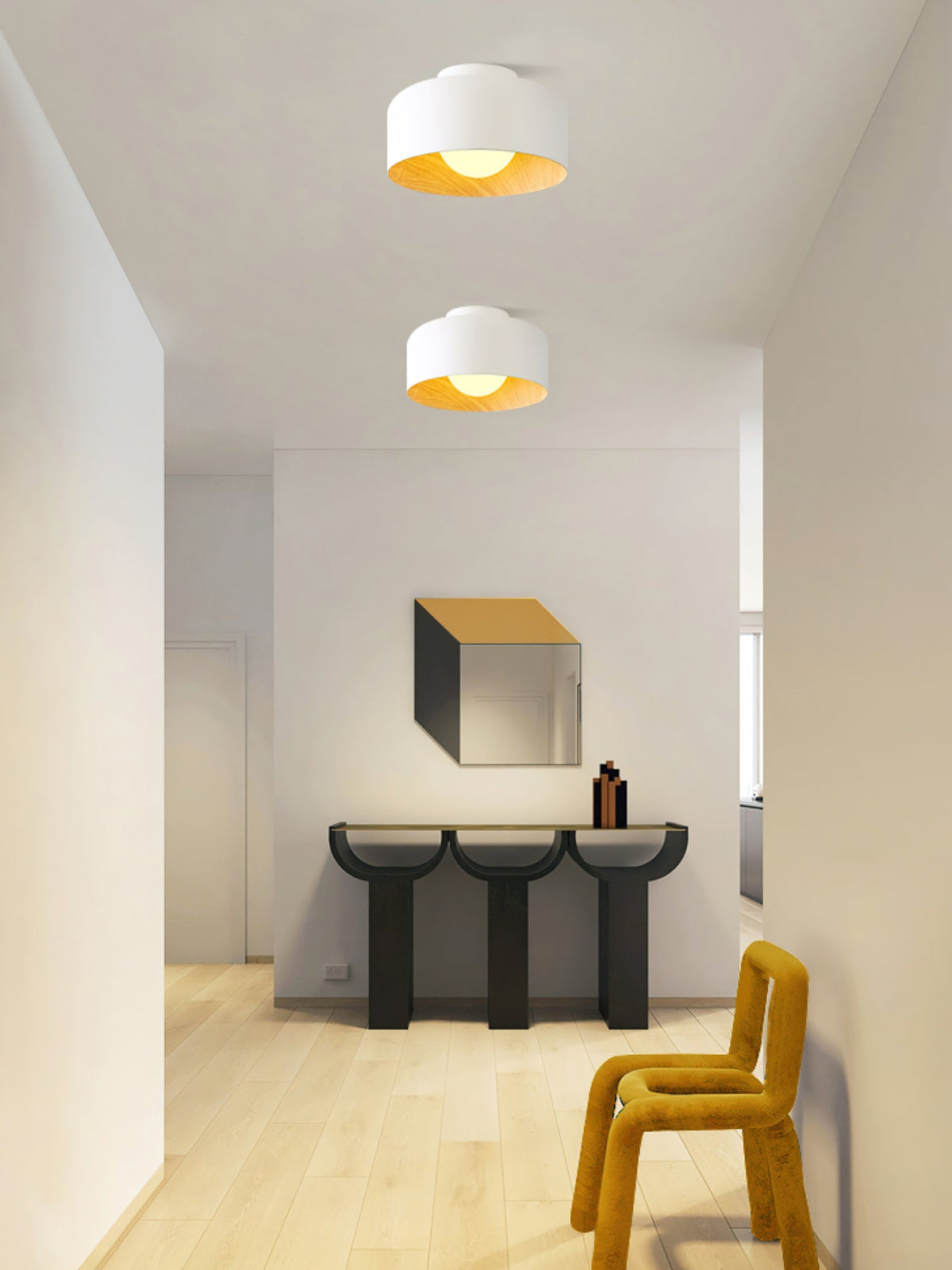 Bina Wood Round Flush Mount Ceiling Light