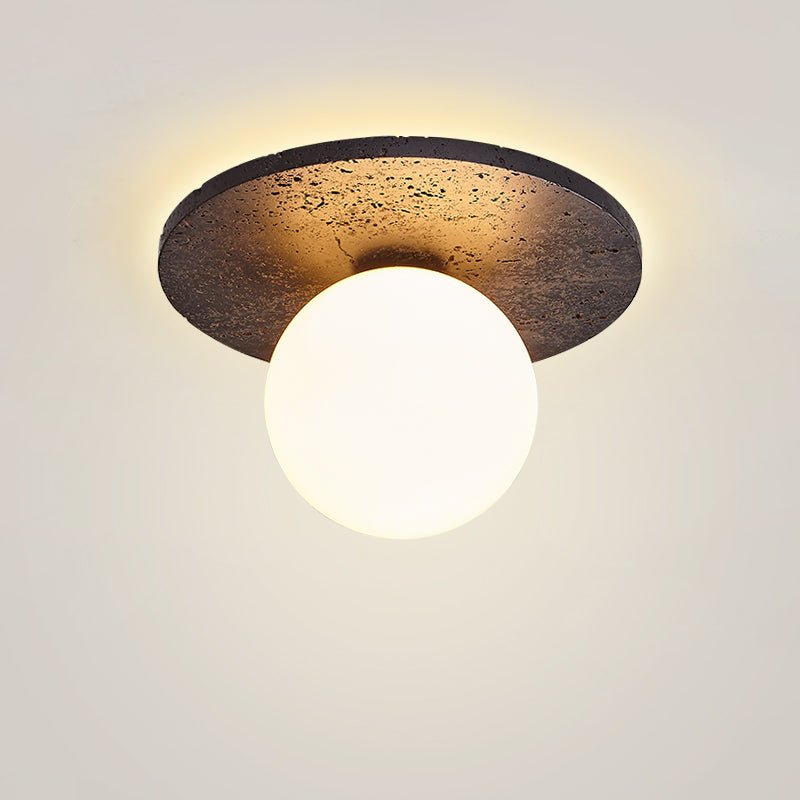 Otto Black Travertine Globe Ceiling Lamp