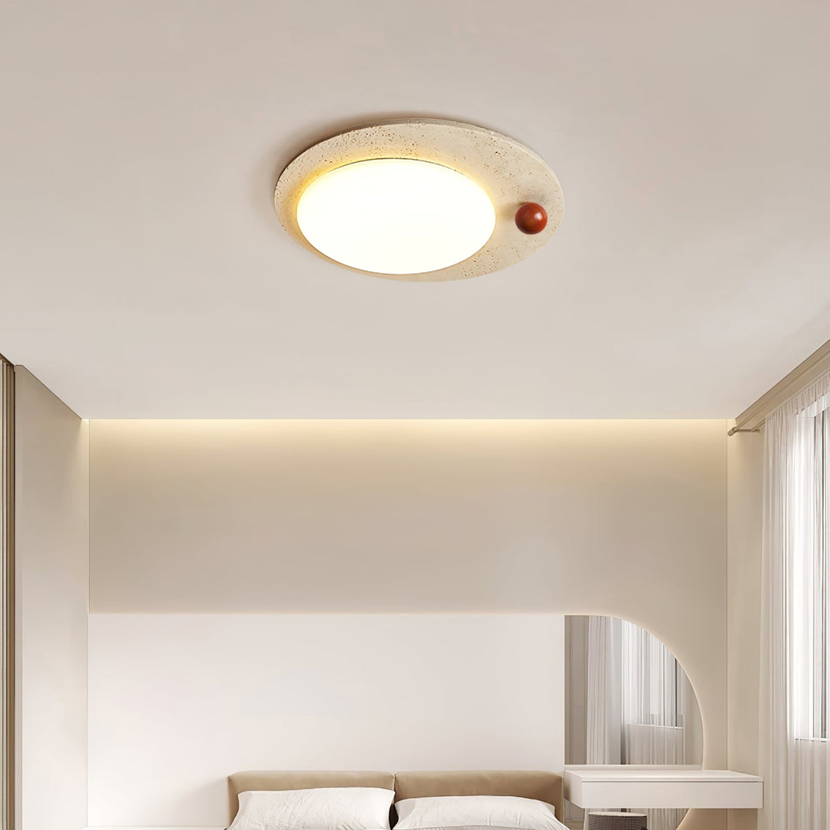 Aeolian Circular Travertine Ceiling Light