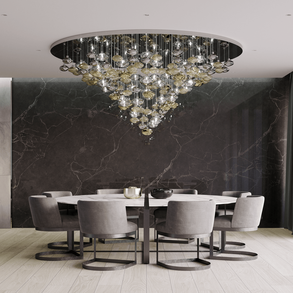 Elmarel Flowing Crystal Dining Chandelier