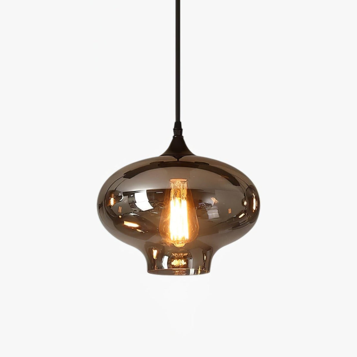 Gabrielle Minimalist Bottle Glass Pendant Light Smoke Gray