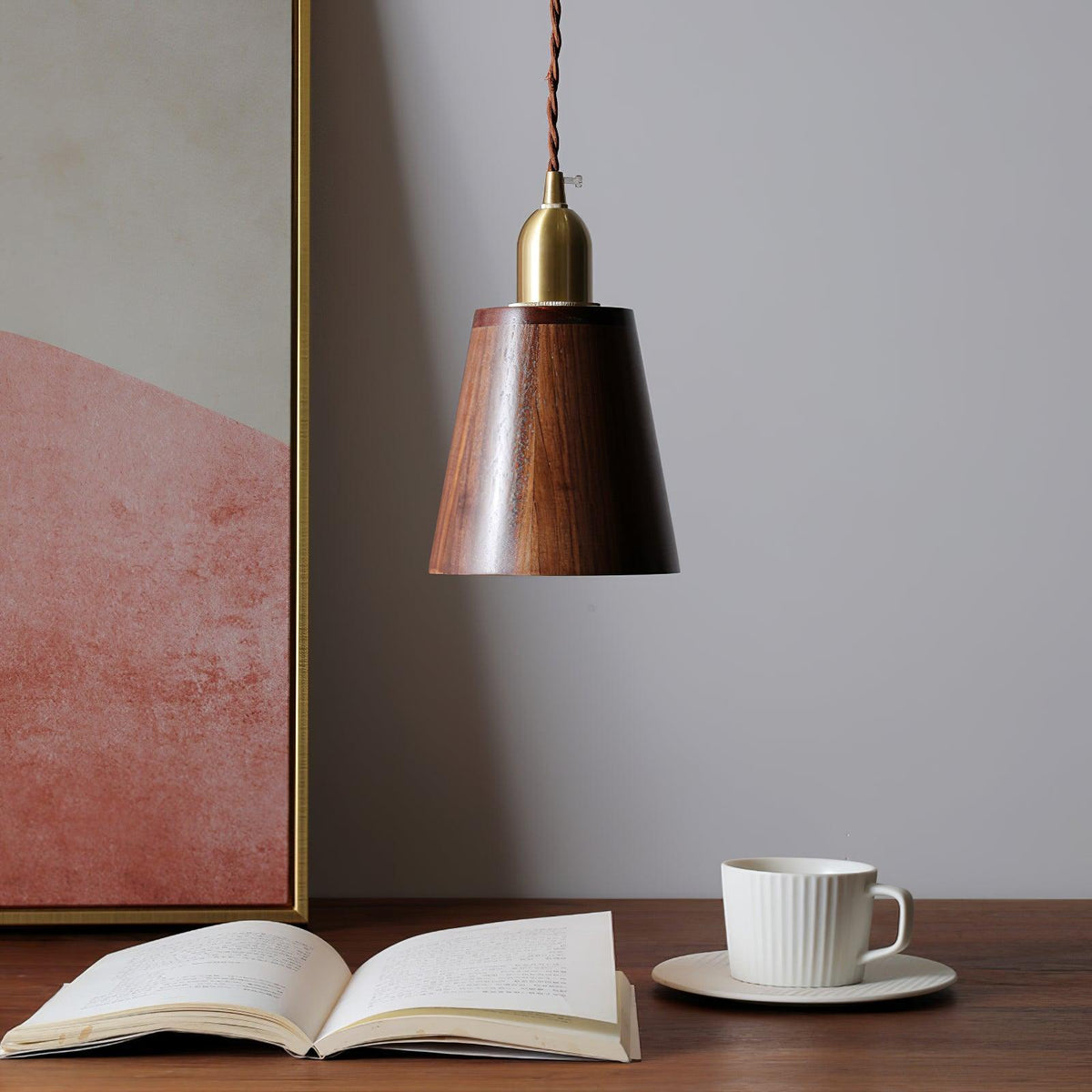 Sylinenne Pendant Lamp Walnut Brass Modern for Living Room