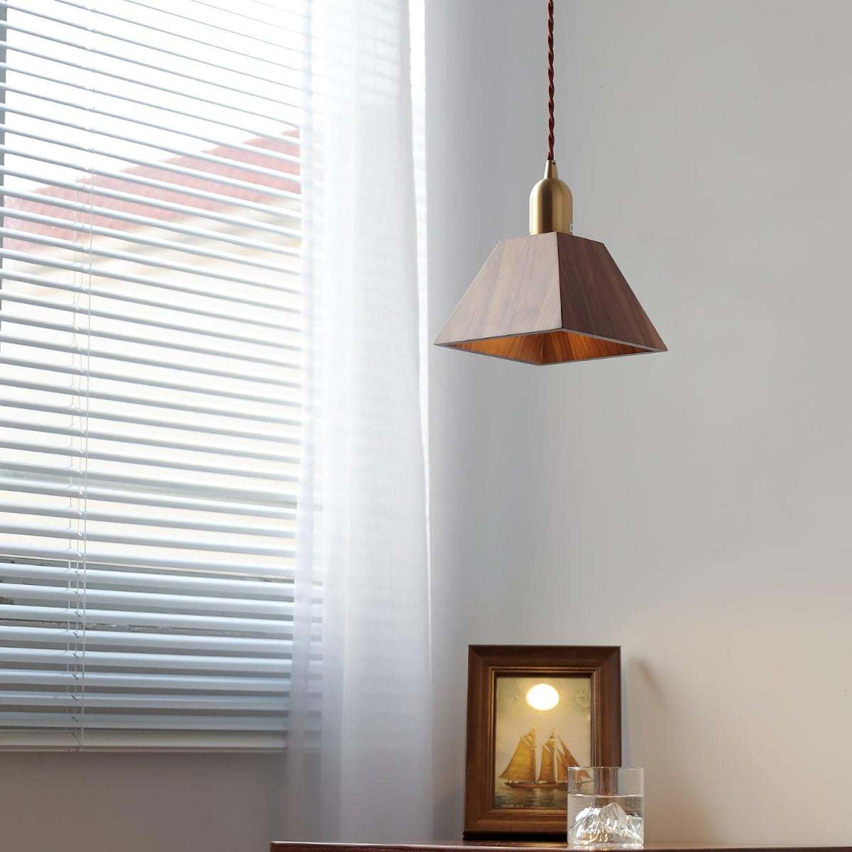 Sylinenne Pendant Lamp Walnut Brass Modern for Living Room