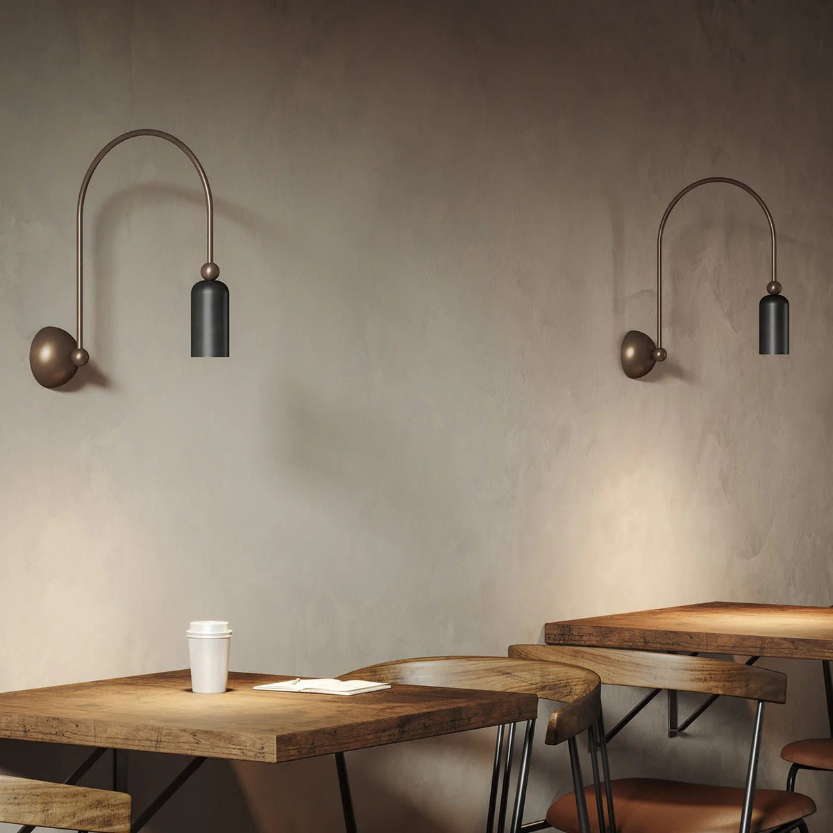 Vortigaud Curved Bronze Black Wall Light