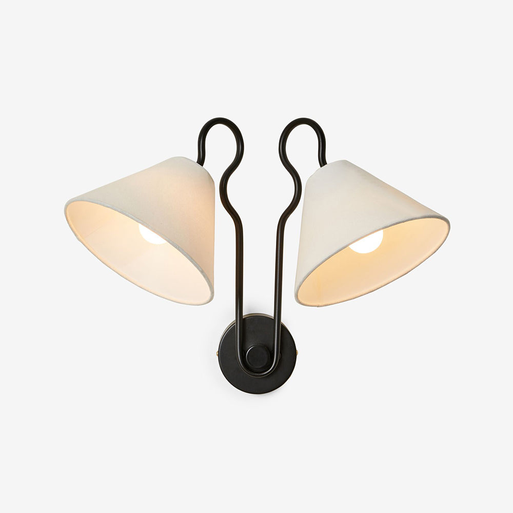 Paloma Double White Cone Shades Wall Lamp Fabric