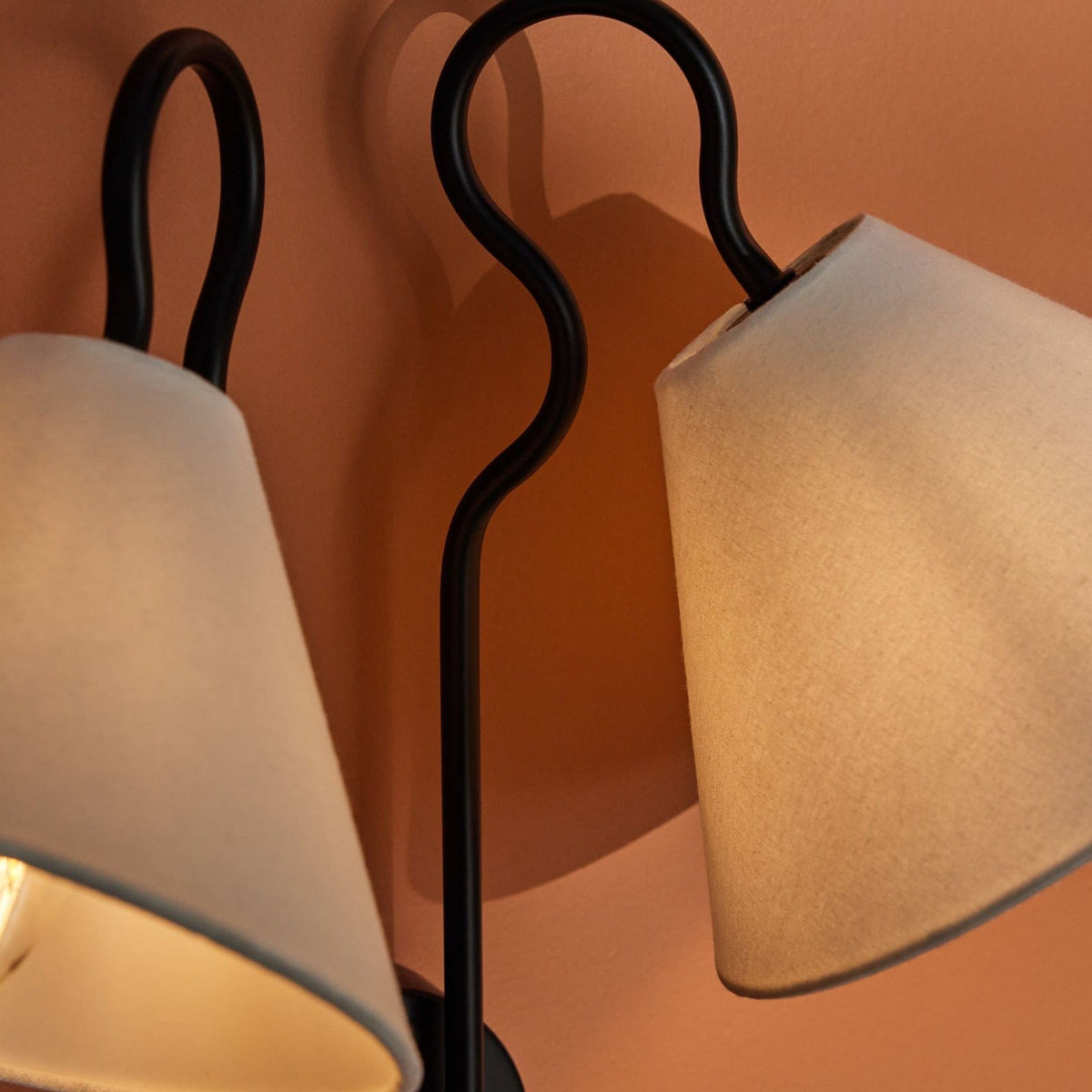 Paloma Double White Cone Shades Wall Lamp Fabric