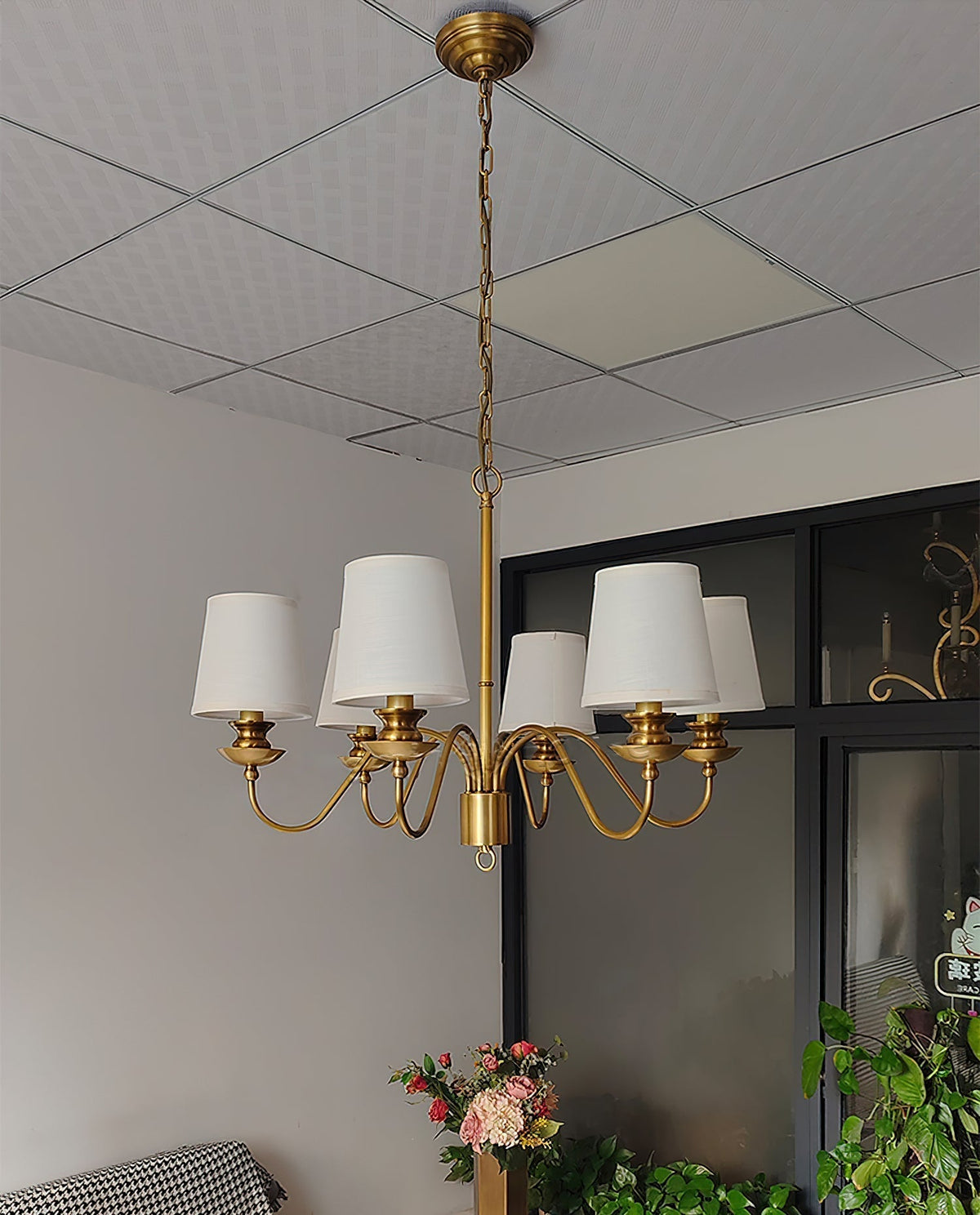 Imiryra Postmodern Luxury Brass Fabric Chandelier