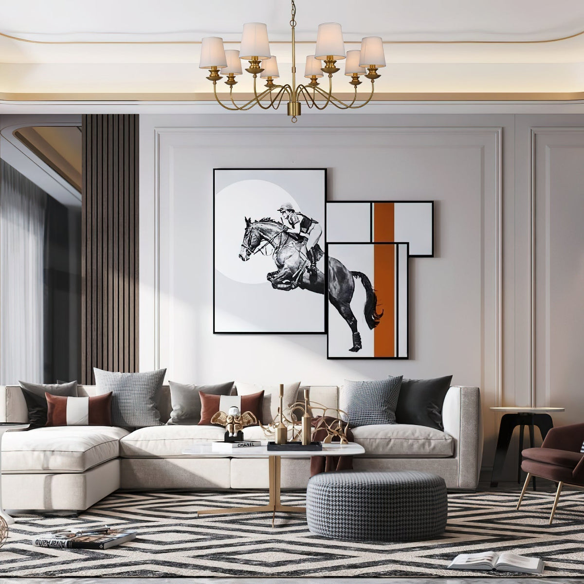 Imiryra Postmodern Luxury Brass Fabric Chandelier
