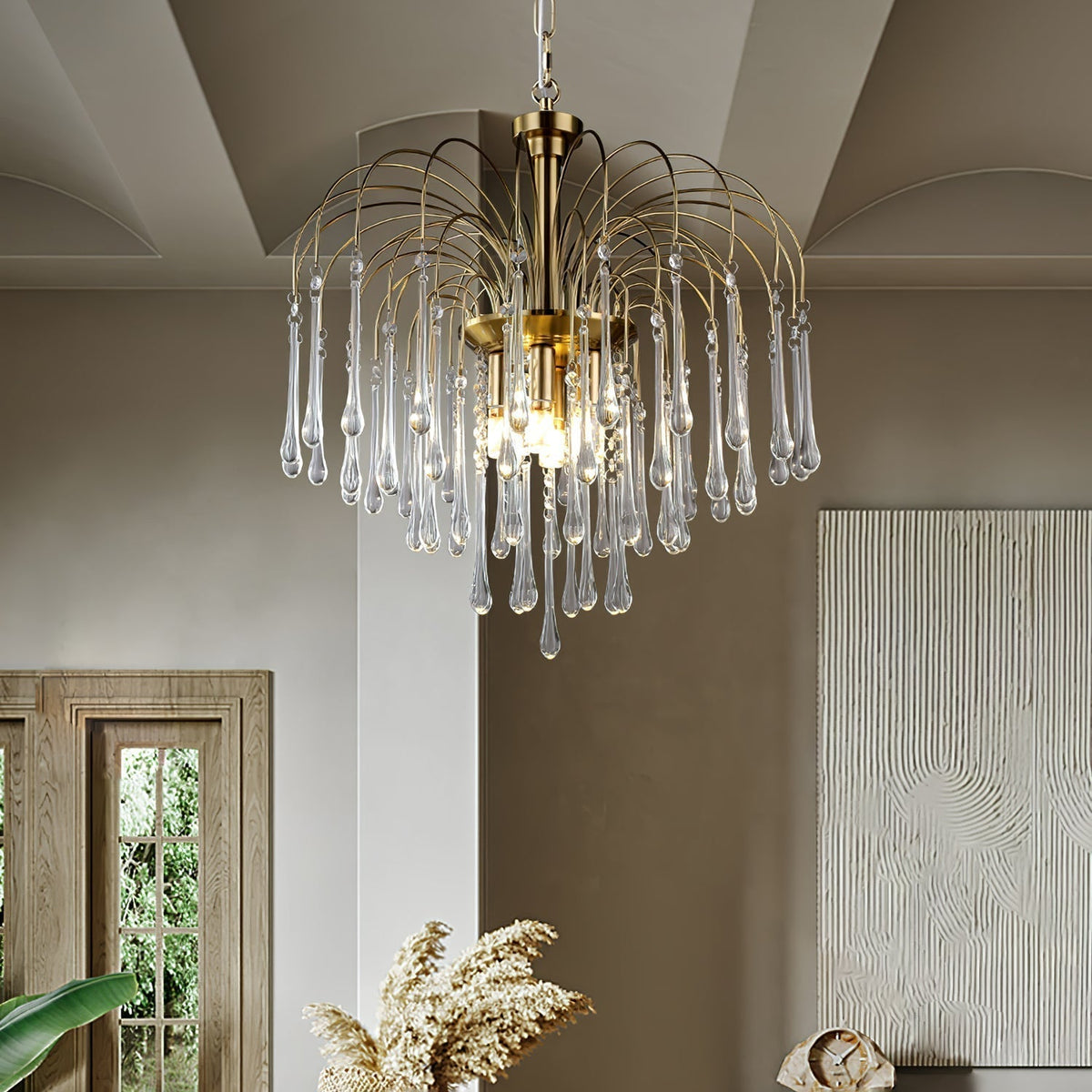 Ciel Chandelier Golden Arms and Crystal